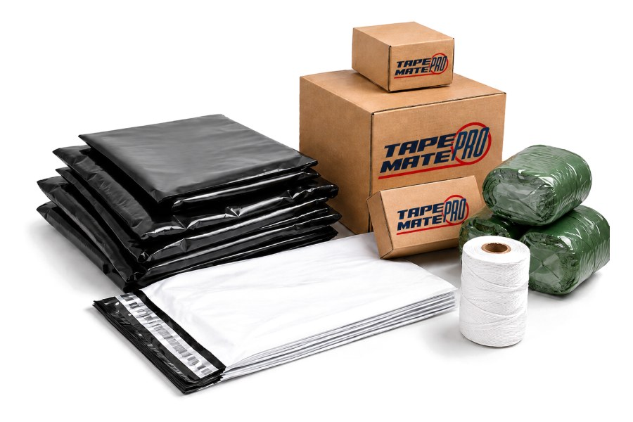 Sando bags, TapeMate corrugated boxes, courier pouches and plastic twine